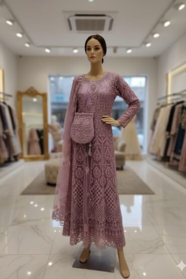 FANCY FROCK WITH DUPATA AND MATCHING BAG