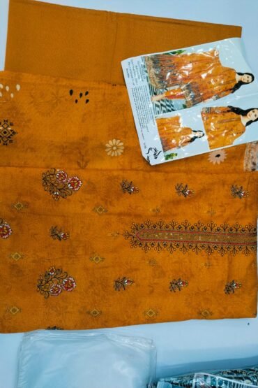 ARTICLE -05 DIGITAL PRINTED KRANDI MULTI EMB SHIRT WITH DIGITAL KARANDI DUPATAAMD PLAIN DYED TROUSER