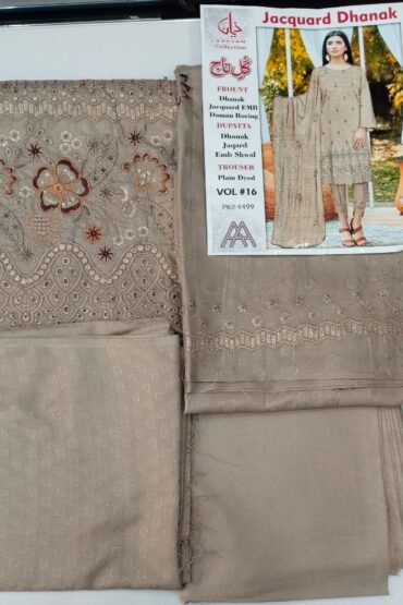 ARTTICLE 07 DIGITAL PRINTED KARANDI MULTI EMB SHIRT WITH DIGITAL PRINTED KARANDI DUPATTAAND PLAIN DYED KARANDI TROUSER