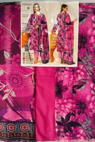 panash slub lilen luxury print sub lilen shirt and luxry sub ilen dupatta with plain dyed trouser