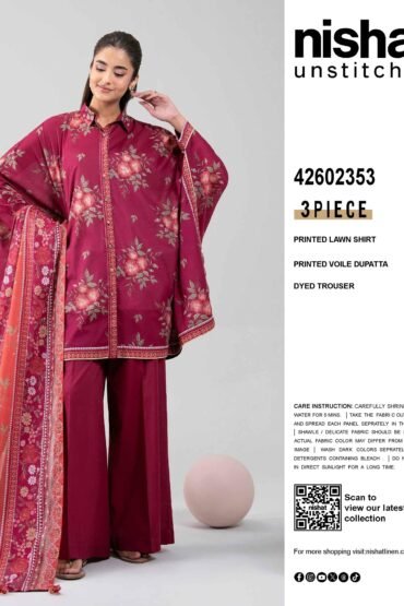 NISHAT PRINTED LAWN 3 PC UNSTICHED