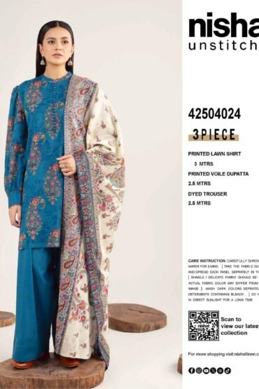 NISHAT LAWN PRINTED UNSTICHED 3PC