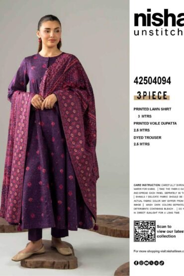 NISHAT LAWN PRINTED 3PC UNSTICHED